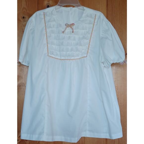 Vintage White Shirt Women's XL Ruffles on Front Buttons on Back Cottage Fairy - Picture 1 of 6